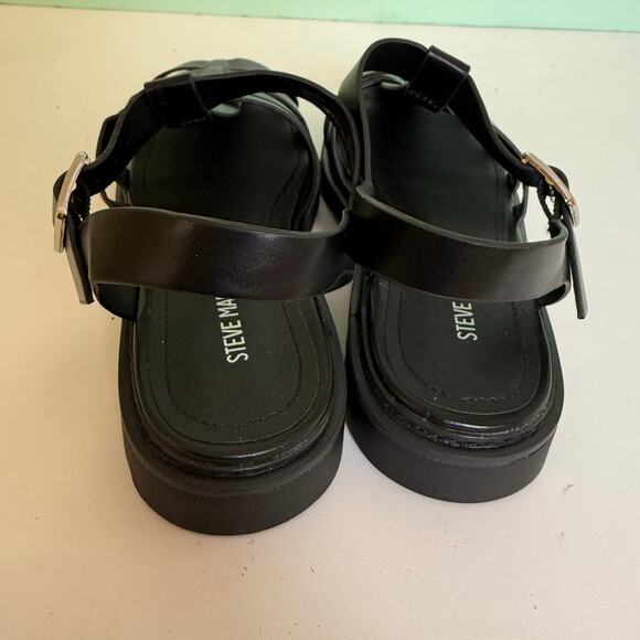 Steve Madden Black Fisherman Leather Sandals • Chunky Platform Gladiator Size 7 - Picture 9 of 9